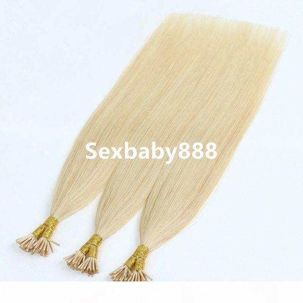

100% indian human blonde 14-24 inch 1g strands pre bonded remy straight italian keratin i tip hair extensions capsule, Black