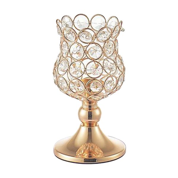 

modern gold crystal tea light candlestick holders for wedding party christmas dinner coffee table decorative centerpieces ornaments