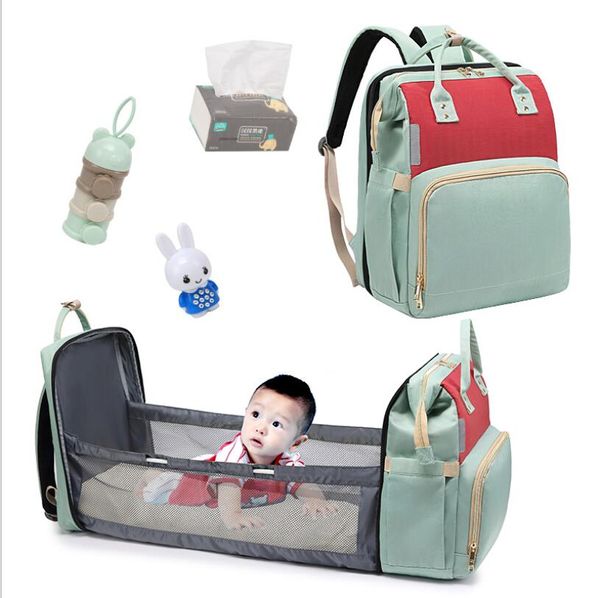 Bed Bolsas retrátil grande capacidade múmia Diaper Mochilas Maternidade do Kid Maternidade Backpack Outdoor Viagem Fralda Bolsas LSK1921