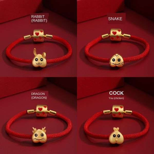 

s925 pure silver red rope woven rope cow bracelet girl xiao zhuangzhu benmingnian jewelry bracelet braceletjewelry braceletplating 5ja0c 5ja, Golden;silver