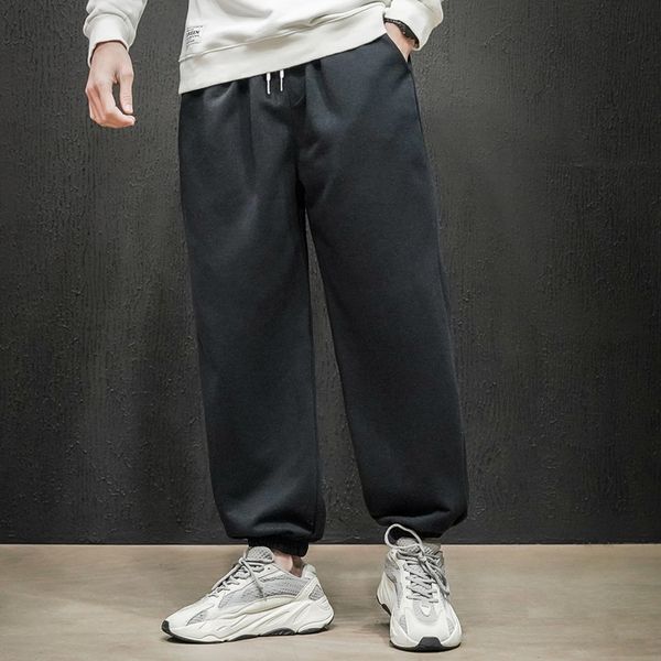 

lianxu wear - 2021 spring new loose fitting legged running solid large men's sports pants, Black