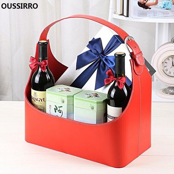 

oussirro leather christmas day gift basket storage basket shopping gift packaging