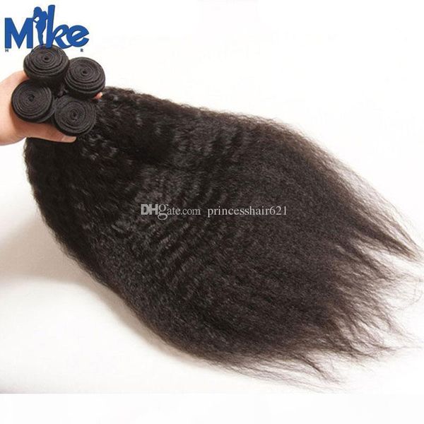 

mikehair wholesale mongolian kinky straight 4 bundles peruvian cambodian indian remy hair extensions 100g mink brazilian hair weaves, Black