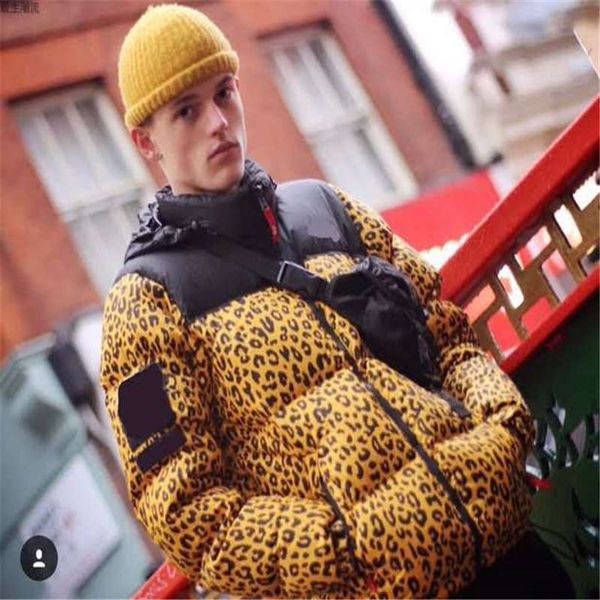

down padded jacket european and american ins loose thickened leather cotton jacket for men and women fashion leopard clothes size m-2xl, Black
