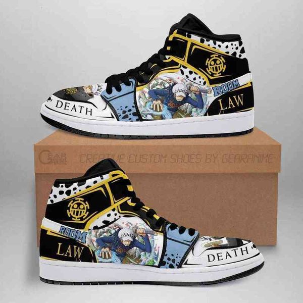 

trafalgar d. water law sneakers anime sho fan gift, Black