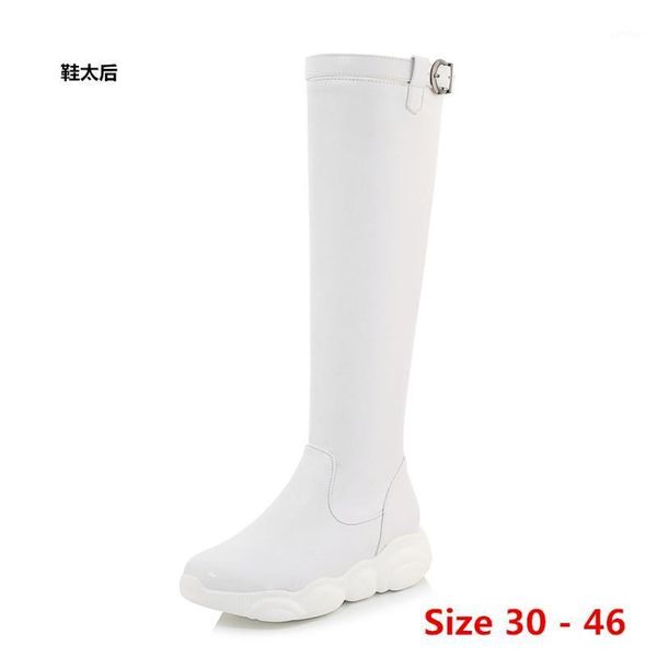 

women knee high boots autumn winter wedges low heel thick long boots woman motorcycle women shoes small big size 30 - 461, Black