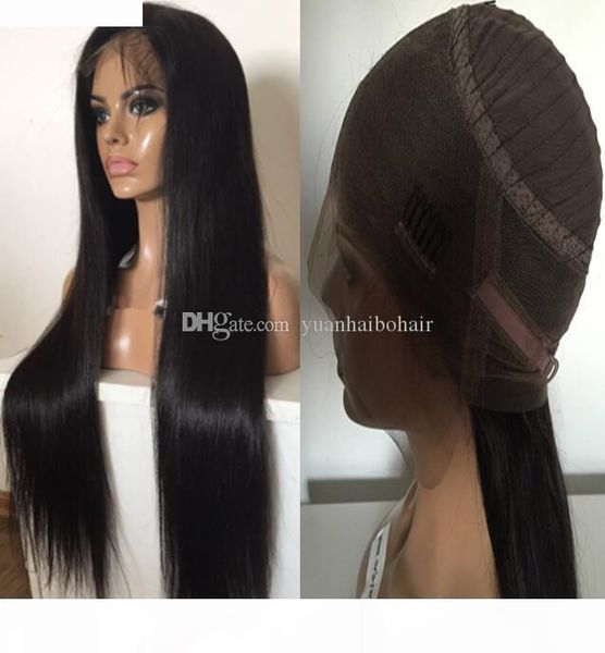 

360 lace frontal wig selling silky straight 100 virgin brazilian human hair swiss lace 360 lace wigs ing, Black;brown