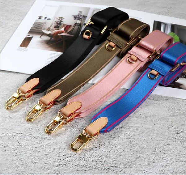 

3 colors shoulder straps for match 3 piece set bags women cross body bag canvas bag parts strap, there is a box dust bag, Black