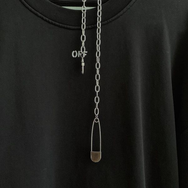 

chains fashion hip-hop pin buckle dark style punk necklace, Silver