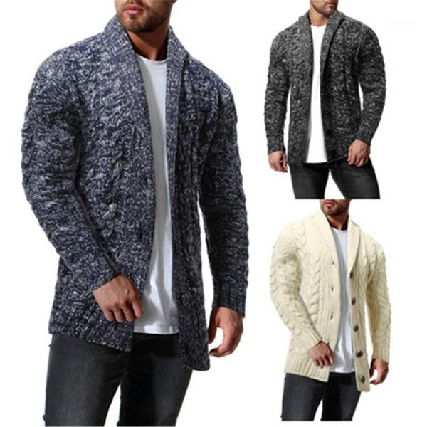 

sleeve cardigan pile collar sweaters coats male spring solid color casual pullover sweater mens slim knitting sweaters fashion trend long, White;black
