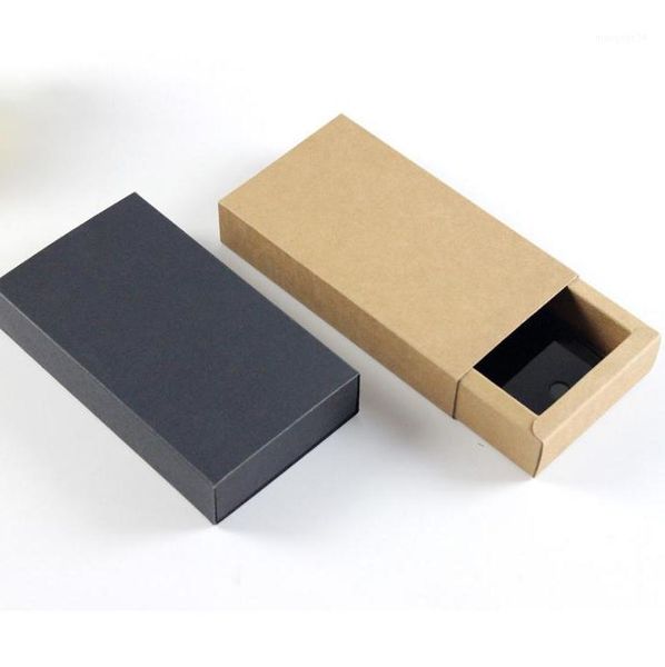 

14*7*3cm black brown drawer shaped gift boxes kraft paper cardboard packaging box for bow tie accessories wholesale1