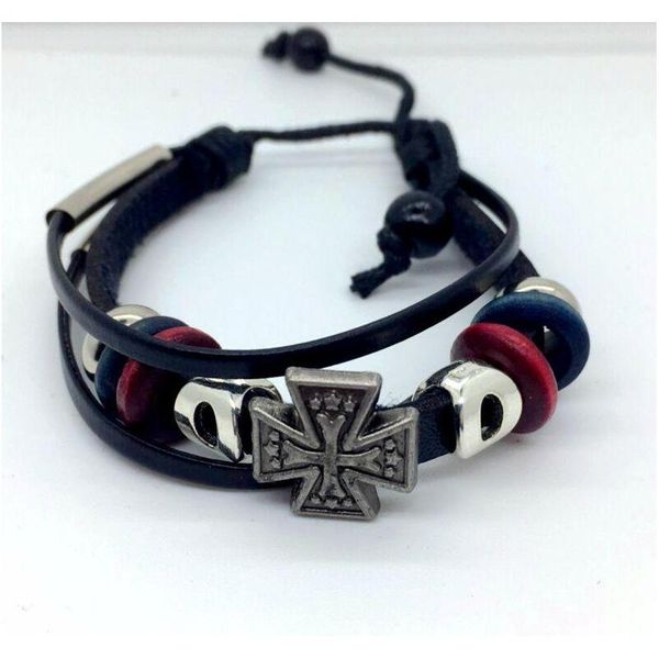 

men vintage infinity leather charm bracelet silver wooden beads cuff wristbands 6 mixed wmtyey dh_seller2010, Golden;silver
