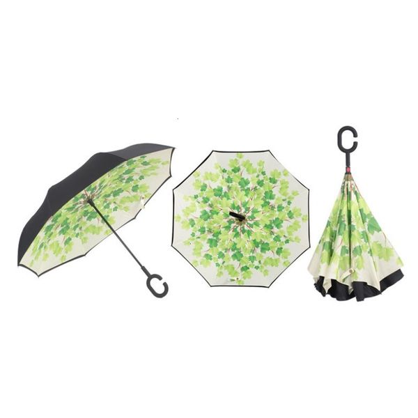 

windproof reverse folding double layer inverted chuva umbrella self stand rain protection c-hook hands for car 9 nuef2