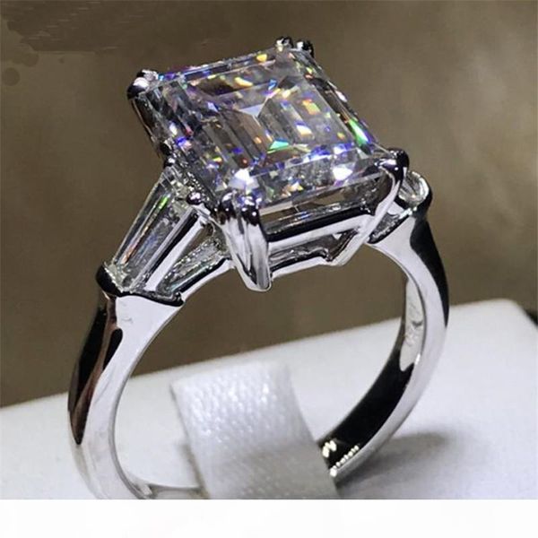 

princess jewelry diamond cz ring 100% real 925 sterling silver engagement wedding band rings for women men bijoux gift, Slivery;golden