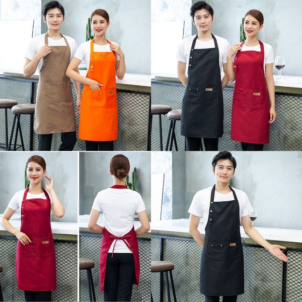 

waterproof halter pinafore metal snap men women apron coffee shop big pocket working clothes new arrival 13ss p2