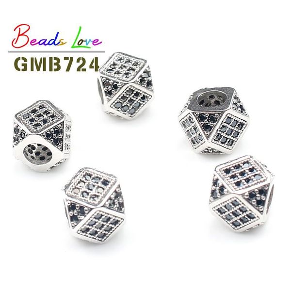

3шт / много 7x7mm геометрическая металла латунь micro pave cz бусины для браслета изготовление ювелирных изделий подвески кристалл шарики пр