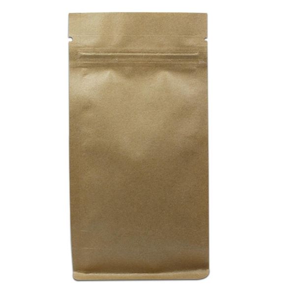 

50pcs lot brown stand up kraft paper side gusset zip lock package bag doypack resealable zipper food tea storage packing pouch h sqcvrq