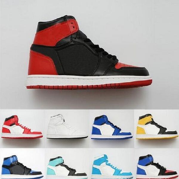 

double box men basketball shoes 1s high og unc to chicago pine green 1 bred 11s concord space jam jumpman women sports sneaker, White;red