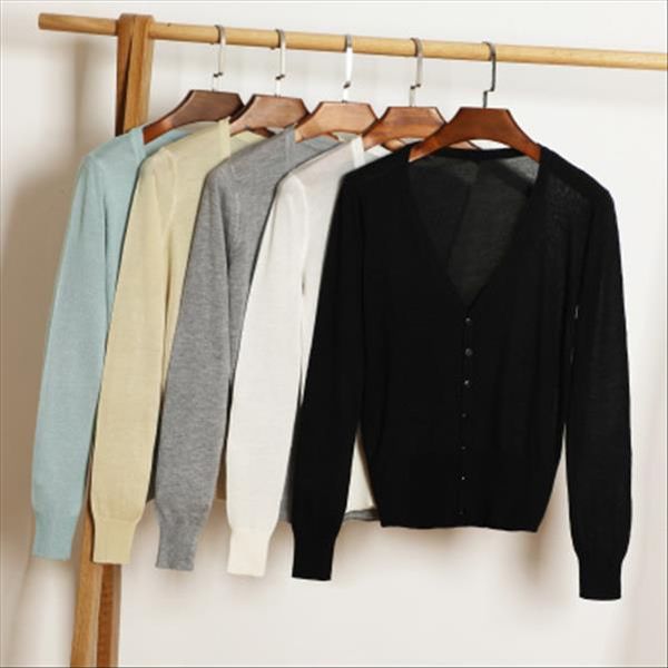 

new solid color fashion women sweater female cardigan thin outerwear summer short design knit long sleeve casual loose sweater, White;black