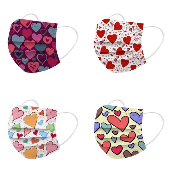 

3 layers protective masks lovers disposable printing heart shaped face shield dustproof valentines day mask 0 35ff m2