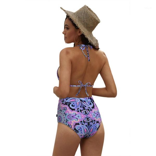 

bikinis set sky blue stripe tassel trim high waist bikini1