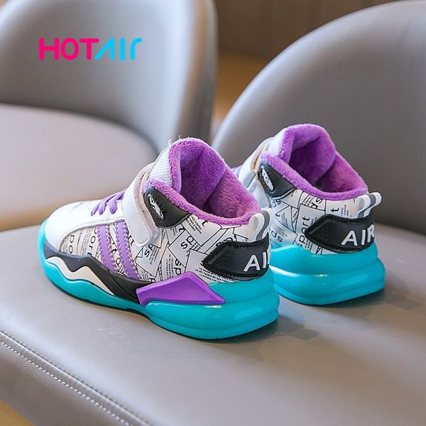 

2020 winter kids sneakers for child casual plush warm basketball children sports shoes boys girls chaussure enfant, Black