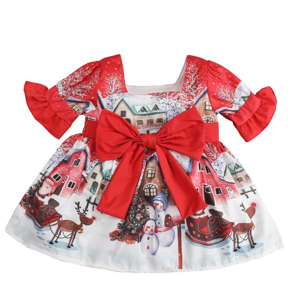 Vendita Vestito da bambina per bambina Carino Natale Principessa Neonata Abito con maniche arricciate Abiti da festa Costume Vestido Bebes Infantil LJ200923