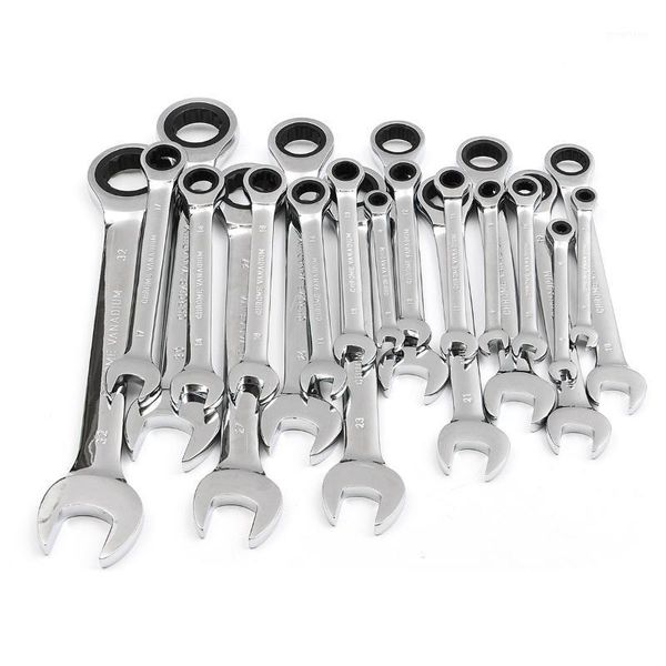 

6mm-32mm steel metric ratchet spanner fixed head ratcheting open end & ring chrome vanadium steel mirror polished1