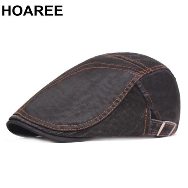 

berets hoaree black mens beret cotton patchwork flat cap adjustable visors male british style vintage sboy driving hat, Blue;gray