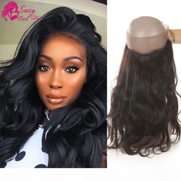 

brazilian body wave 360 lace frontal closure remy human hair closure with baby hair natural color sassy girl, Black;brown
