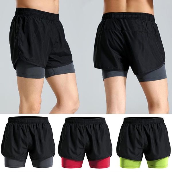 

running shorts men's 2 in 1 mens sports quick drying training exercise jogging cycling, Black;blue