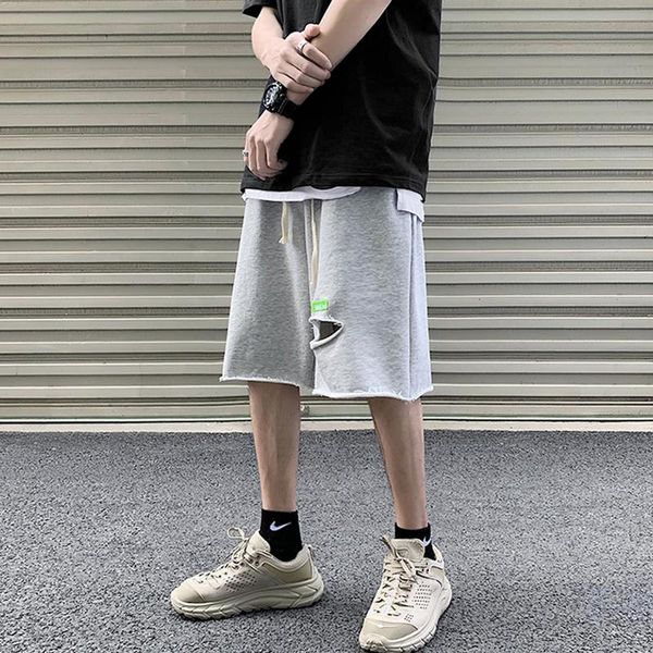 

cotton loose summer shorts casual koreanstreetwear basketball shorts running fitness bermuda masculina mens clothing eg50cs, White;black