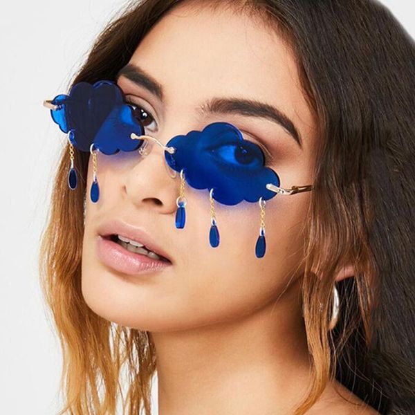 

sunglasses yinsqer 2021 cloud unusual women rimless female glasses transparent women's zonnebril dames, White;black