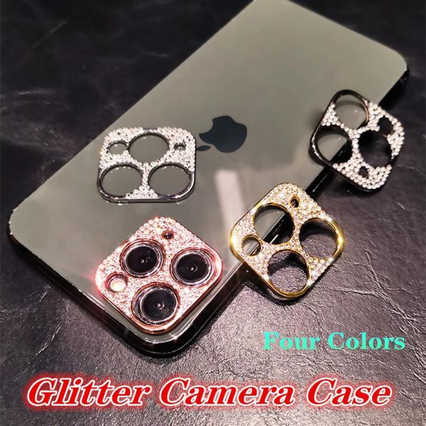 

selling shiny camera lens protector case for iphone 12 pro max iphone 11 bling rhinestone camera back cover