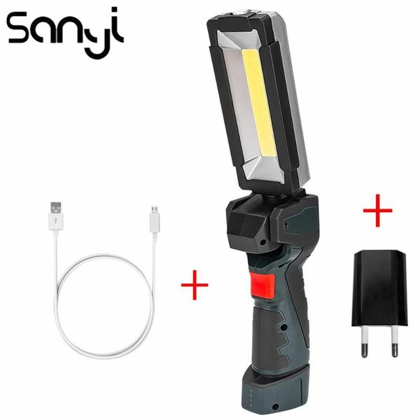 

cob led work light 5 modes rechargeable torch for camping lantern 360 degrees rotate emergency light flashlamp