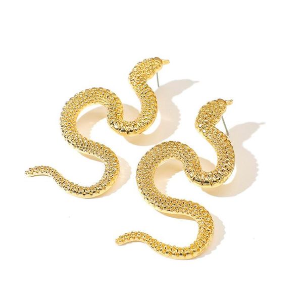 

aensoa punk long snake earrings for women personality gold color ear long drop earrings handmade womens brincos fashion jewelry, Silver