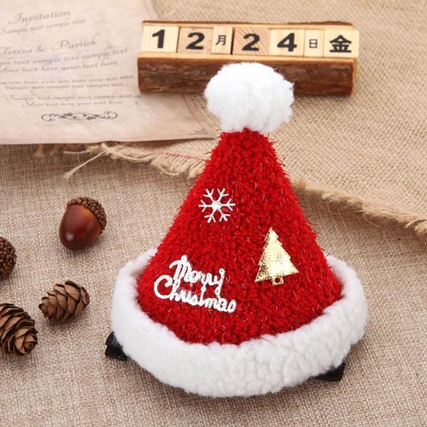 

1 pcs christmas children's plush christmas hat hairpin party performance cartoon decorative hairpin cute head dress