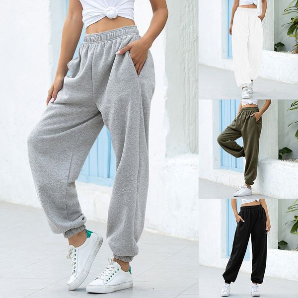 

2020 сыпучего joggers wide leg трениках женщина брюки плюс размер мягкой высокой талии брюки streetwear корейской повседневная йога pant fem, Black;blue