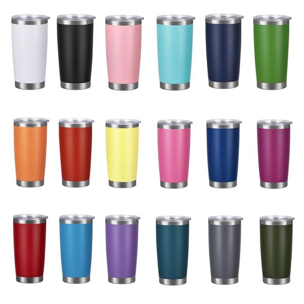 

20oz car cups stainless steel tumblers cups vacuum insulated travel mug metal water bottle beer coffee mugs with lid 18 colors