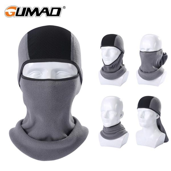 

winter thermal fleece scarf balaclava tactical snowboard ski full face mask warmer cycling neck cover hat hiking masks men women, Black