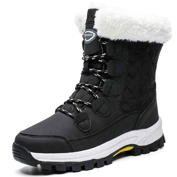 

women shoes classic style snow women's winter shoes warm boots for women warterproof cotton fabric boots woman 2020 large size, Black