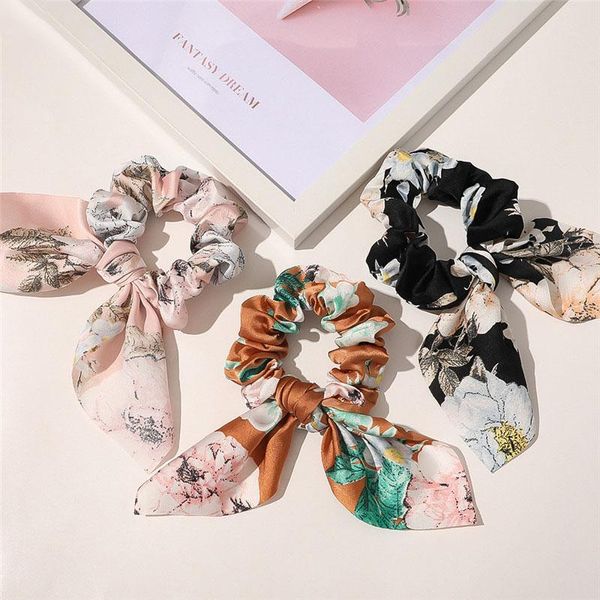 

new arrivals chiffon floral print scrunchies elastic hair bands hair rubber rope ties fashion women accessories headwear