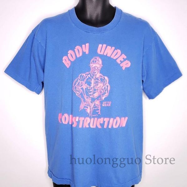 

body under construction t shirt vintage 90s bodybuilding made in usa size large men t shirt women tee sport hooded sweatshirt hoodie