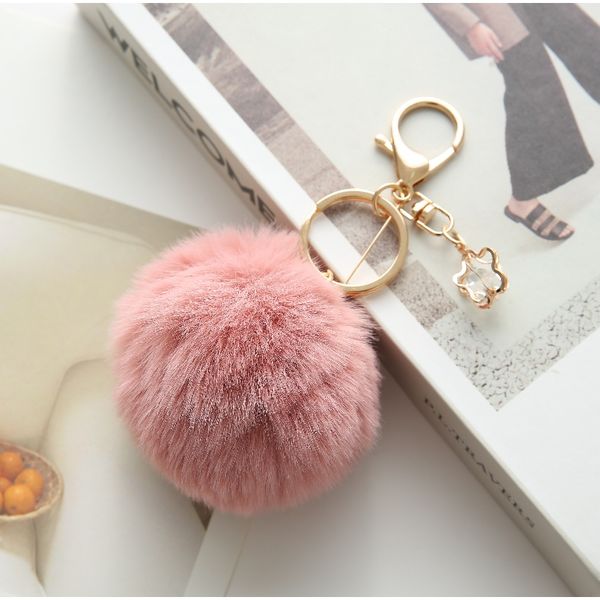 

модный меховой мяч pom pom key chem цепь с цветочным мячом кролика волос для женщин сумка автомобиль орнамент кулон ключ держатель f wmtxbq, Silver