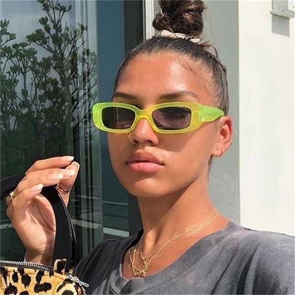 

green rectangular womens sunglasses 2020 vintage plastic square funny luxury glasses men female small frame sunglasses uv400, White;black