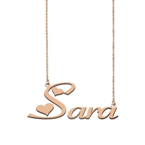 

sara name necklace custom nameplate pendant for women girls birthday gift kids friends jewelry 18k gold plated stainless steel, Silver