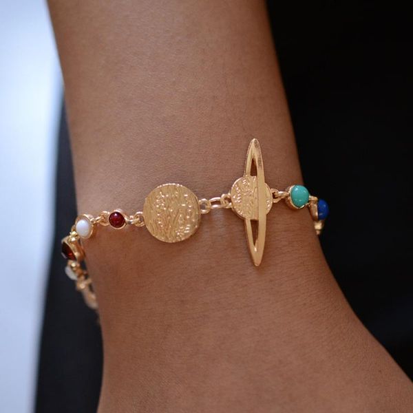 

diezi vintage multicolor bracelet planet universe charm bracelets for women 2020 new gold color chain bracelet drop shipping, Black