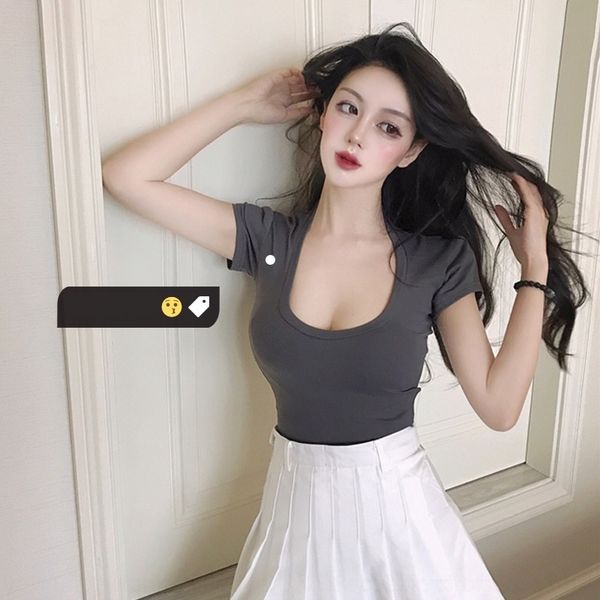 

gu51j spring t-shirt and summer korean new versatile with color round neck solid short fat t-shirt for women's loose big sleeve mm east, White