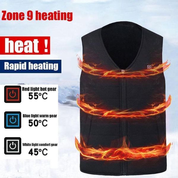 

men autumn winter smart heating cotton vest usb infrared electric heating vest women outdoor flexible thermal winter warm jacket1, Gray;blue