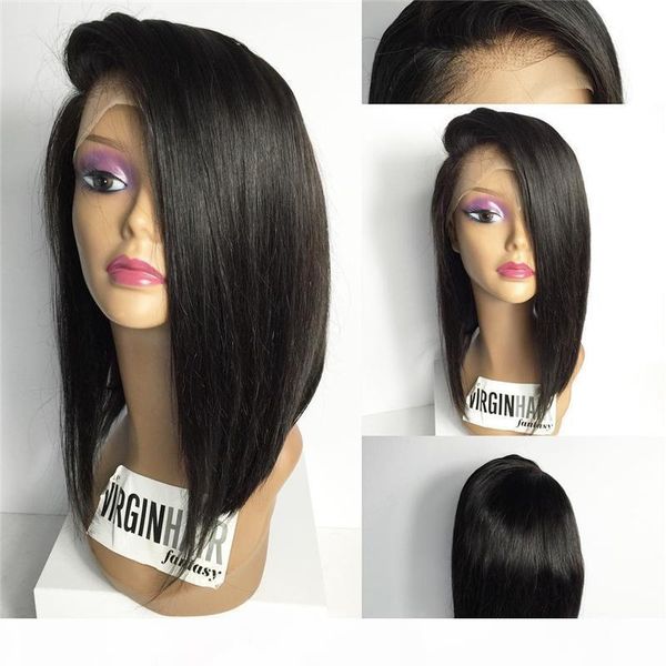 

glueless short hair cut bob wig with baby hair unprocessed brazilian human hair bob full lace wig for black women, Black;brown